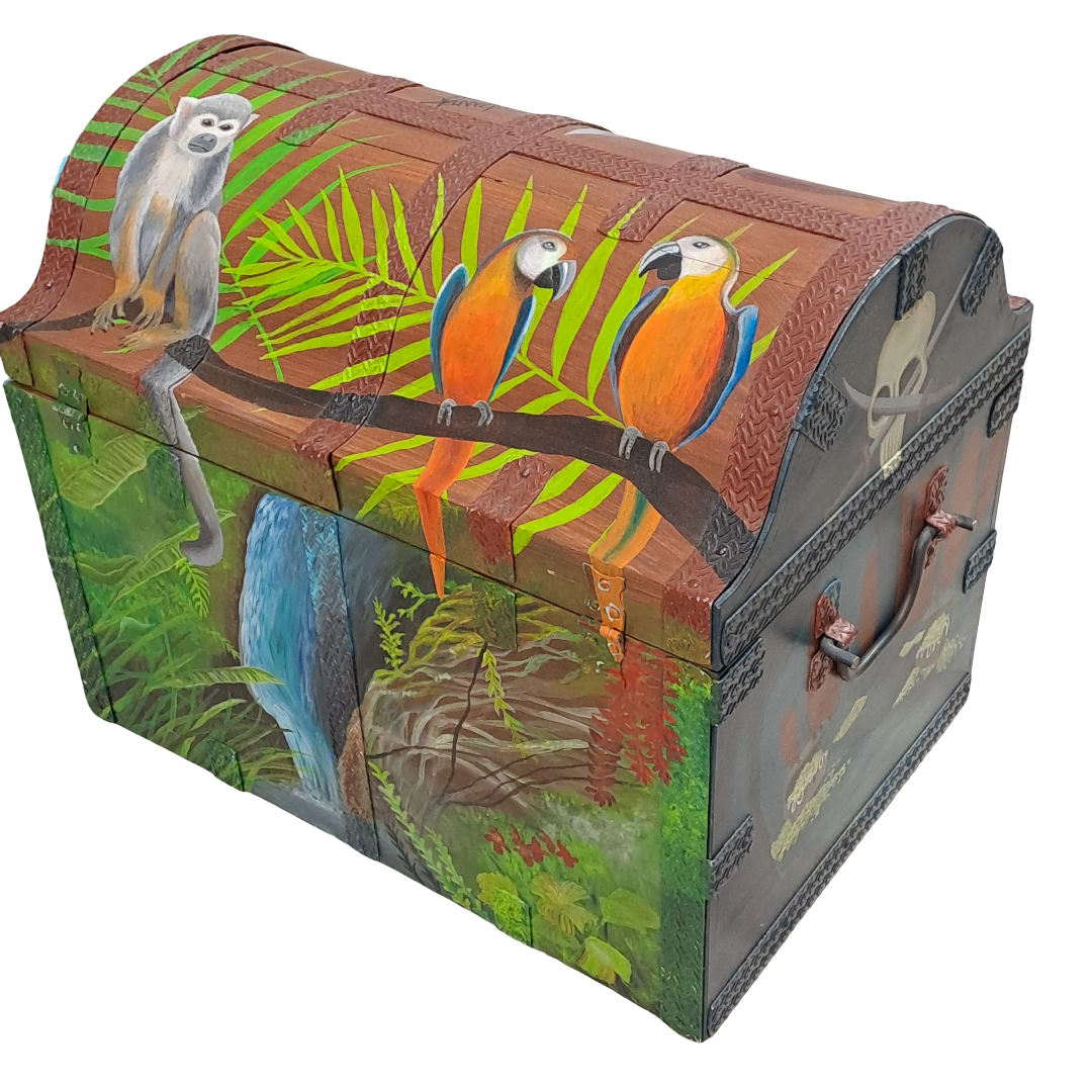 Schatzkiste "Black Pearl" 60cm / Unikat mit Bemalung & Eisenbeschlägen - SMA NAUTIC PRODUCTS