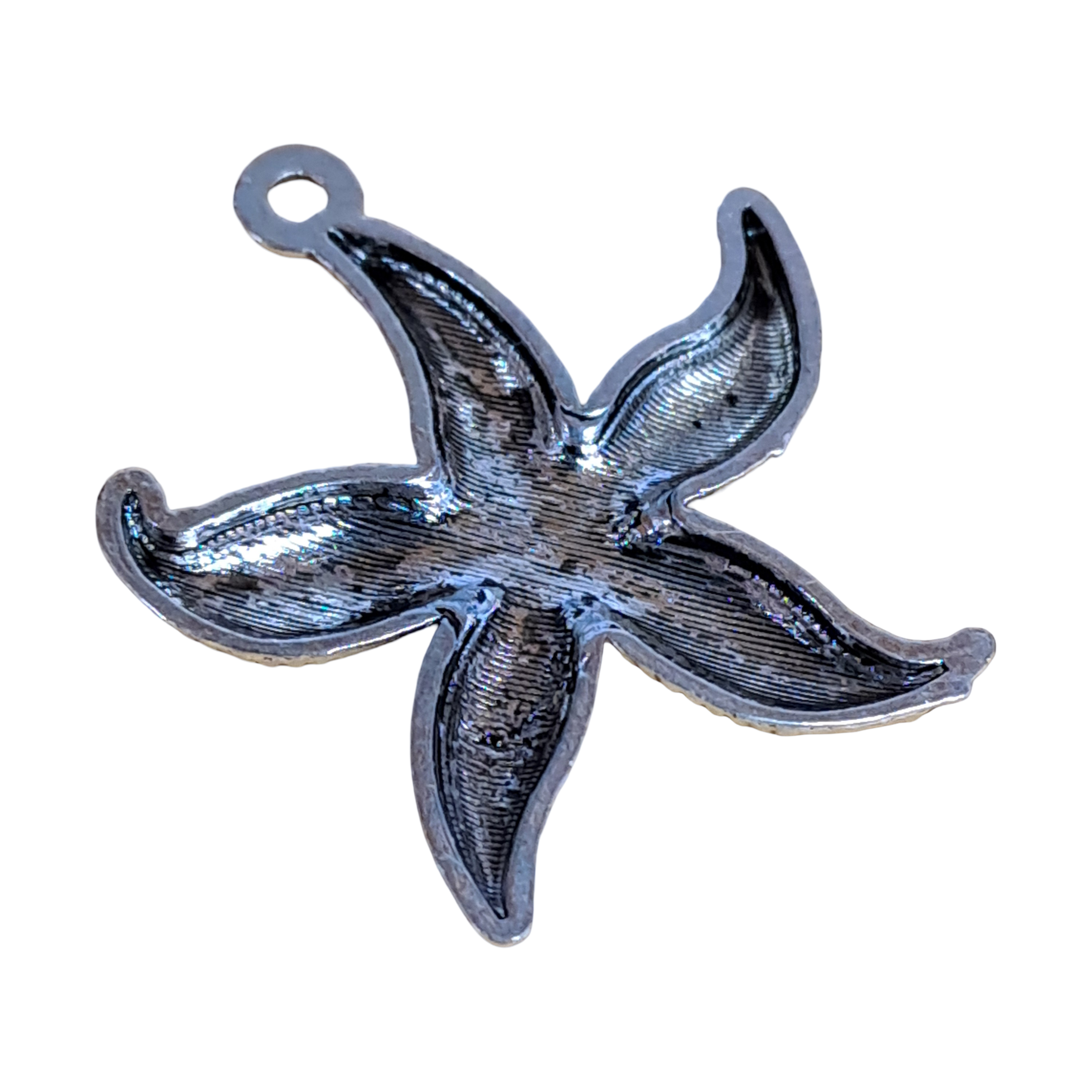 Seestern aus Metall 22 x 27mm / im Altsilber - Look