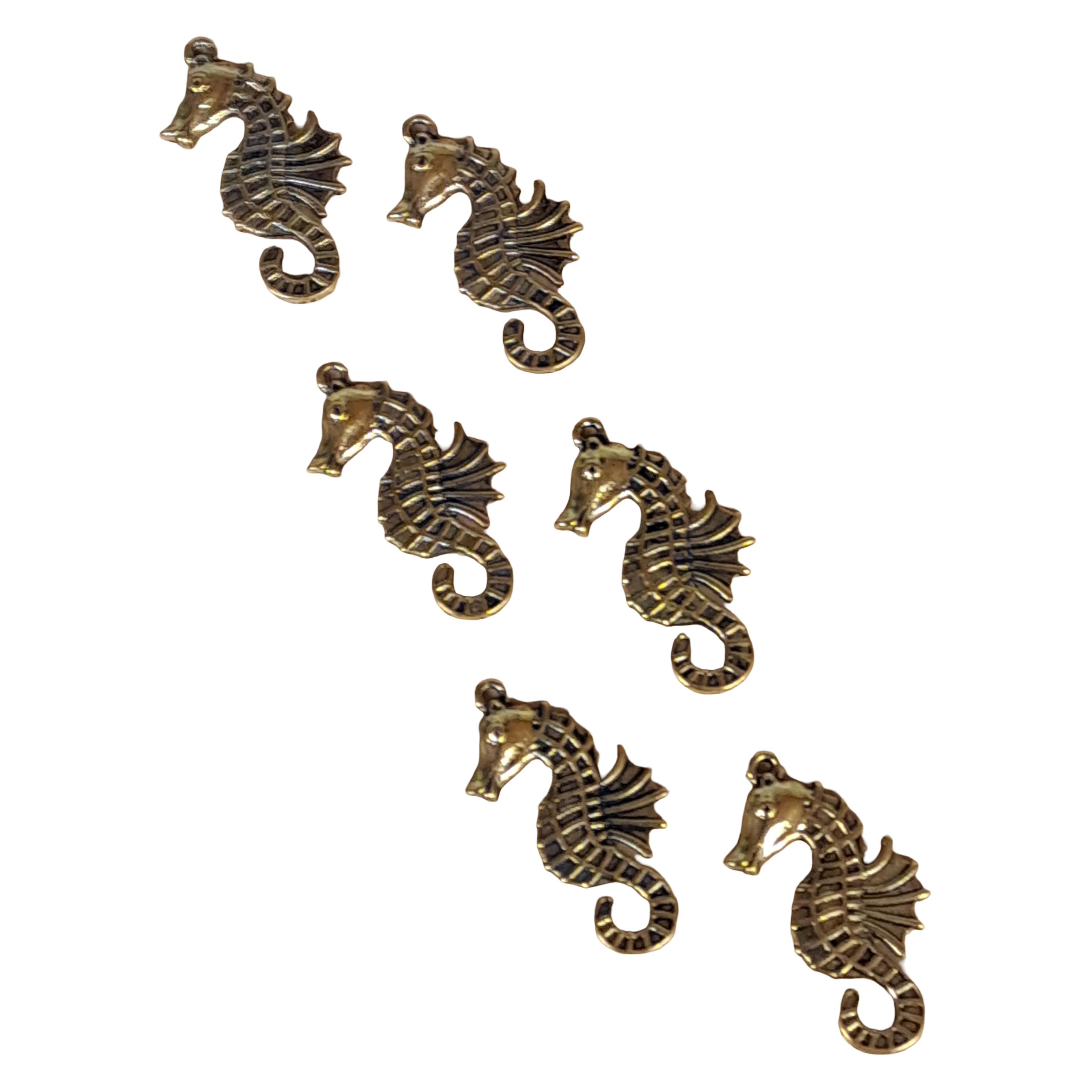 Seepferd aus Metall 37 x 20mm / vermessingt