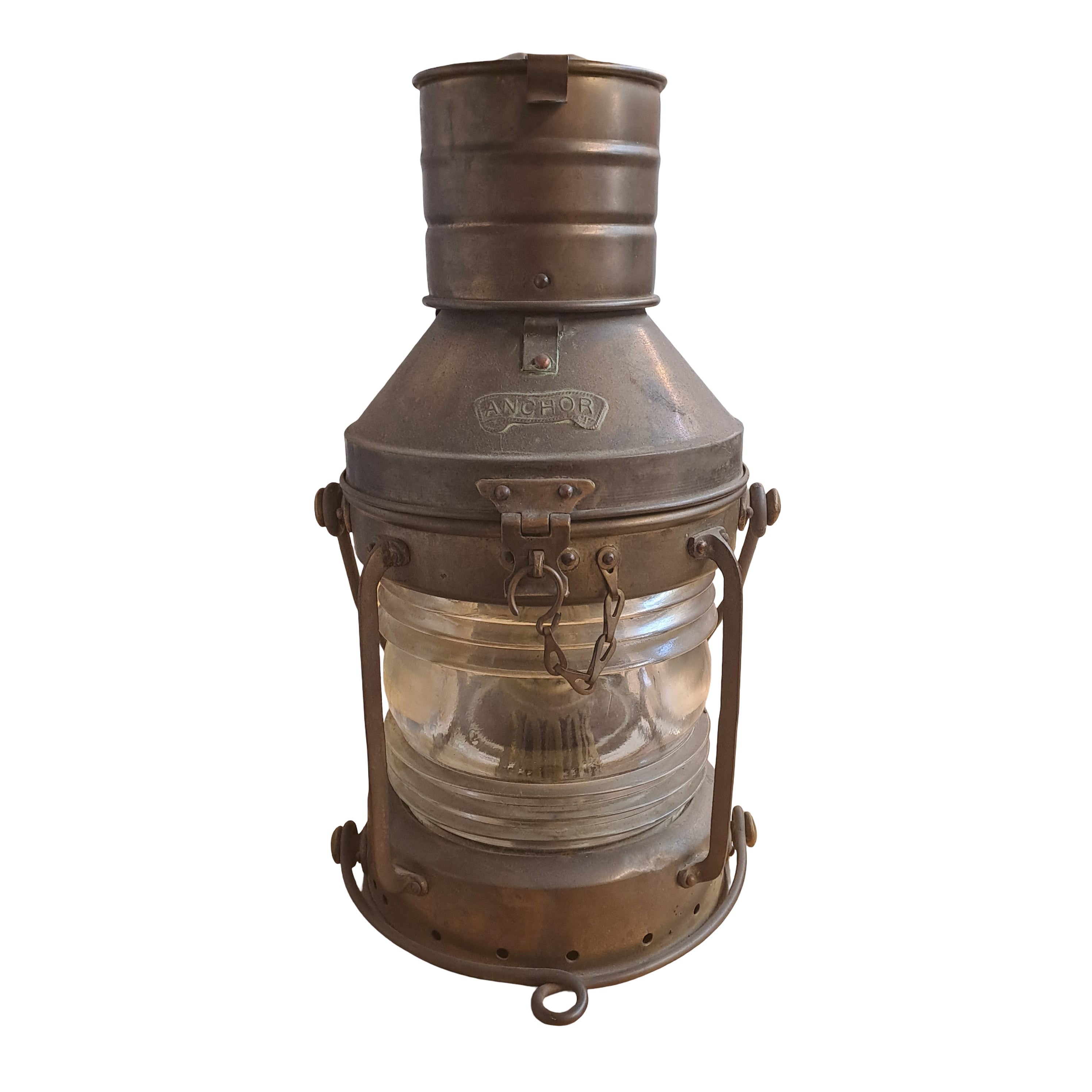 Ankerlampe Petrol 36cm / Messing Antik mit natürlicher Patina !