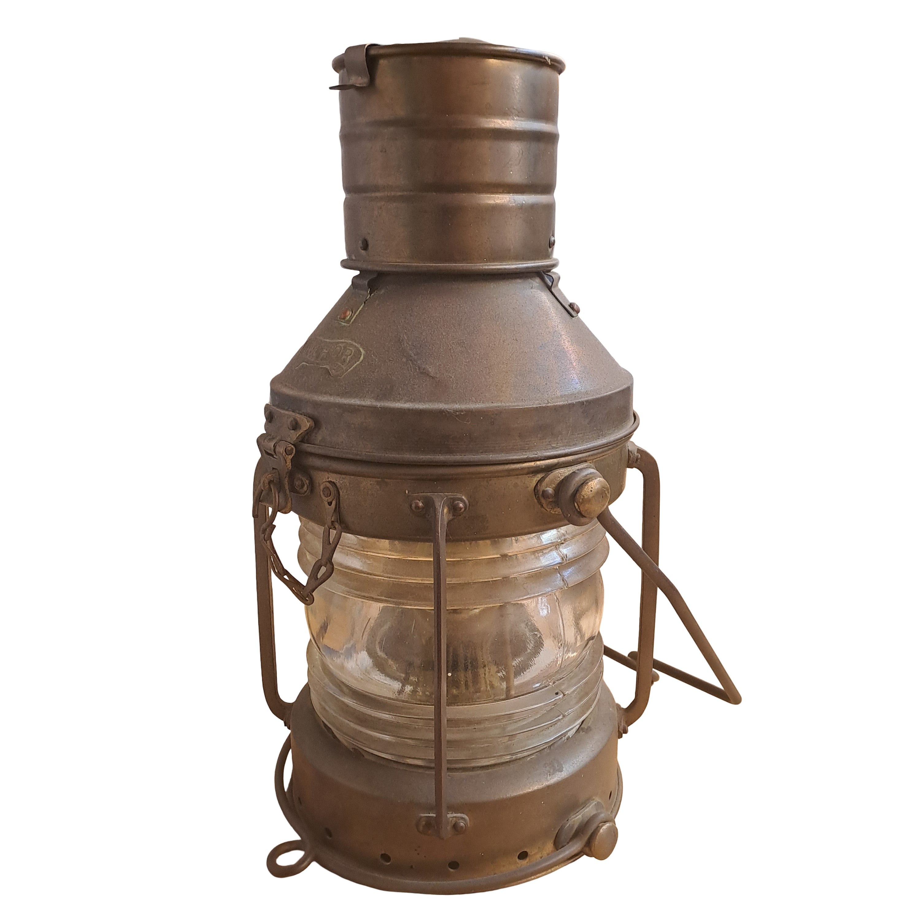 Ankerlampe Petrol 36cm / Messing Antik mit natürlicher Patina !