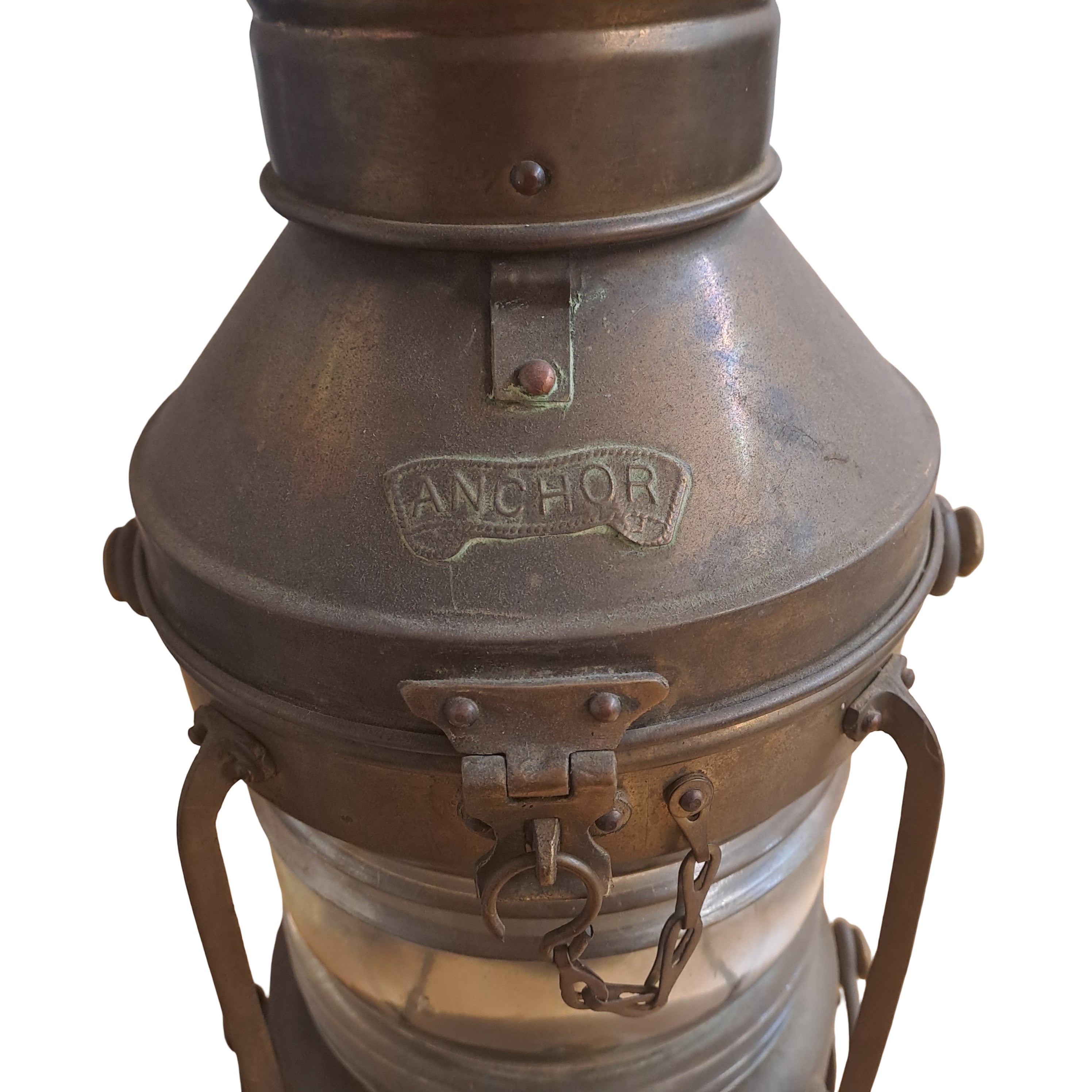 Ankerlampe Petrol 36cm / Messing Antik mit natürlicher Patina !