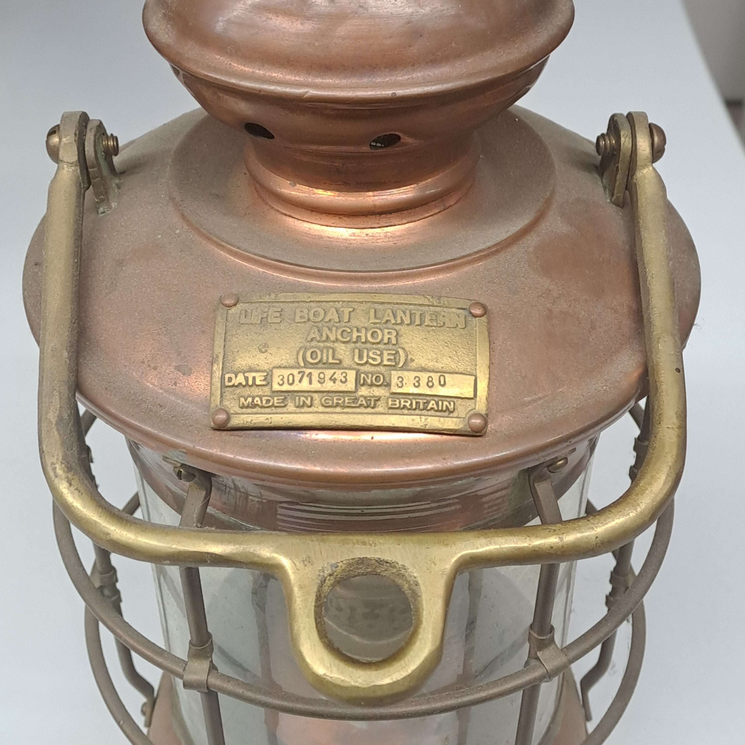 Ankerlampe Petrol 36cm / Kupfer Antik mit natürlicher Patina !