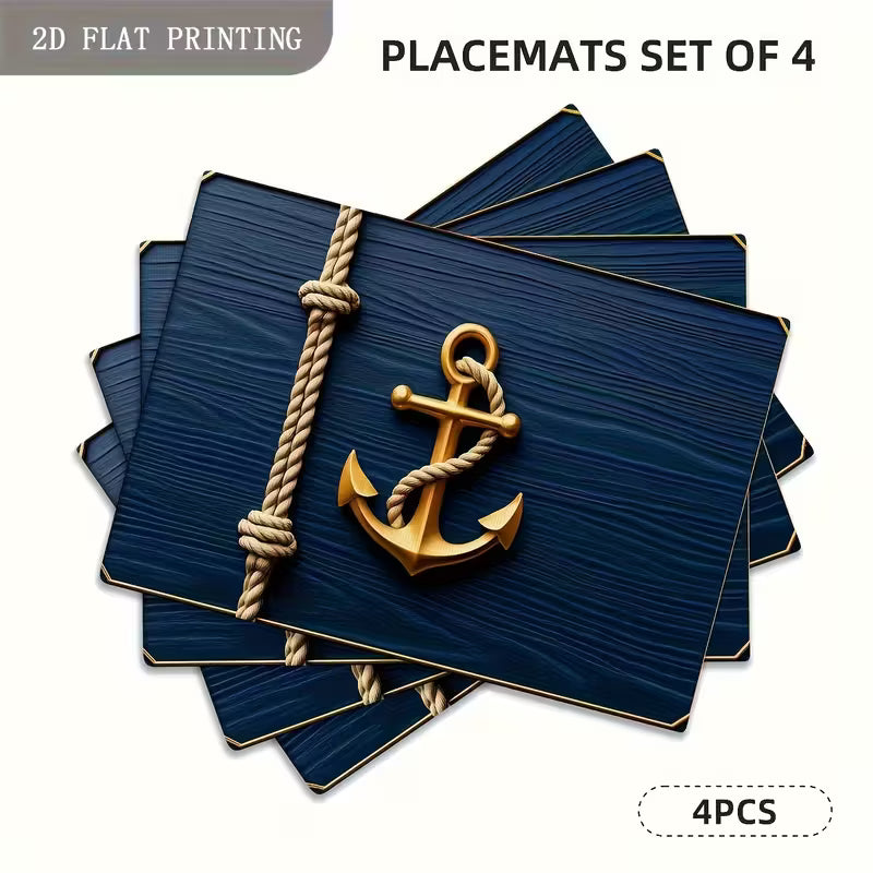 Tischset - Nautic im Ankerdesign / 4 - teilig