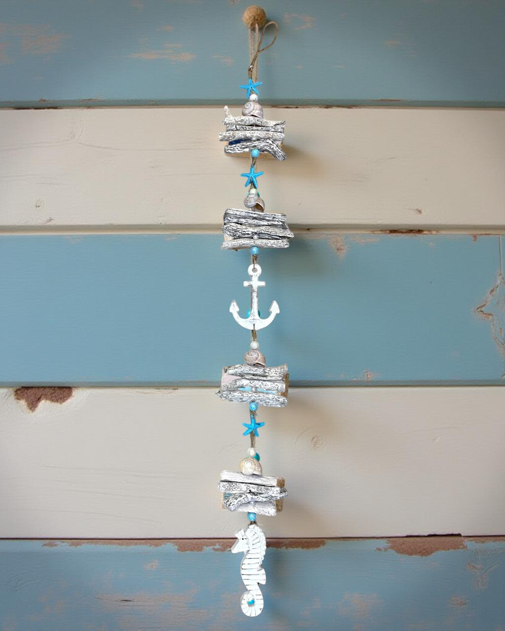 Girlande Treibholz, Seepferd & Anker / 112cm