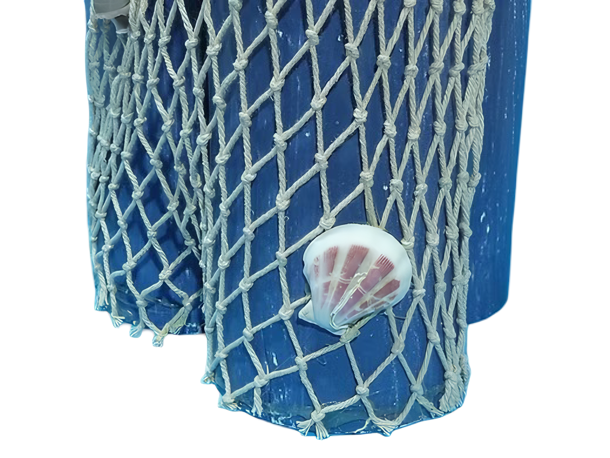 Deko - Poller aus Holz 63cm / mit Netz, Fisch & Muschel