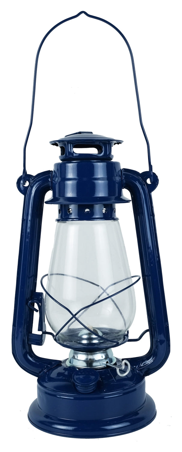 Sturmlaterne 31cm aus Metall in blau / Petroleum - Betrieb