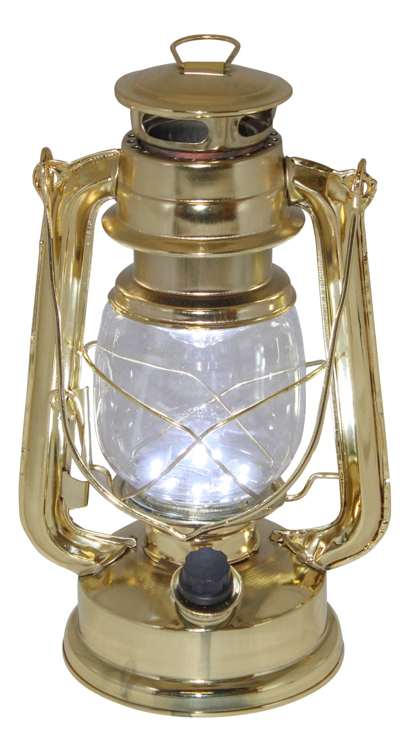 Sturmlaterne aus Metall 24,5cm in Messingoptik / LED - Betrieb