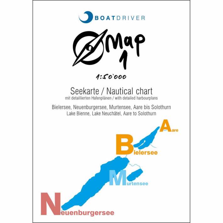 Seekarte Map 1 / Bielersee, Neuenburgersee, Murtensee, Aare bis Solothurn - SMA NAUTIC PRODUCTS