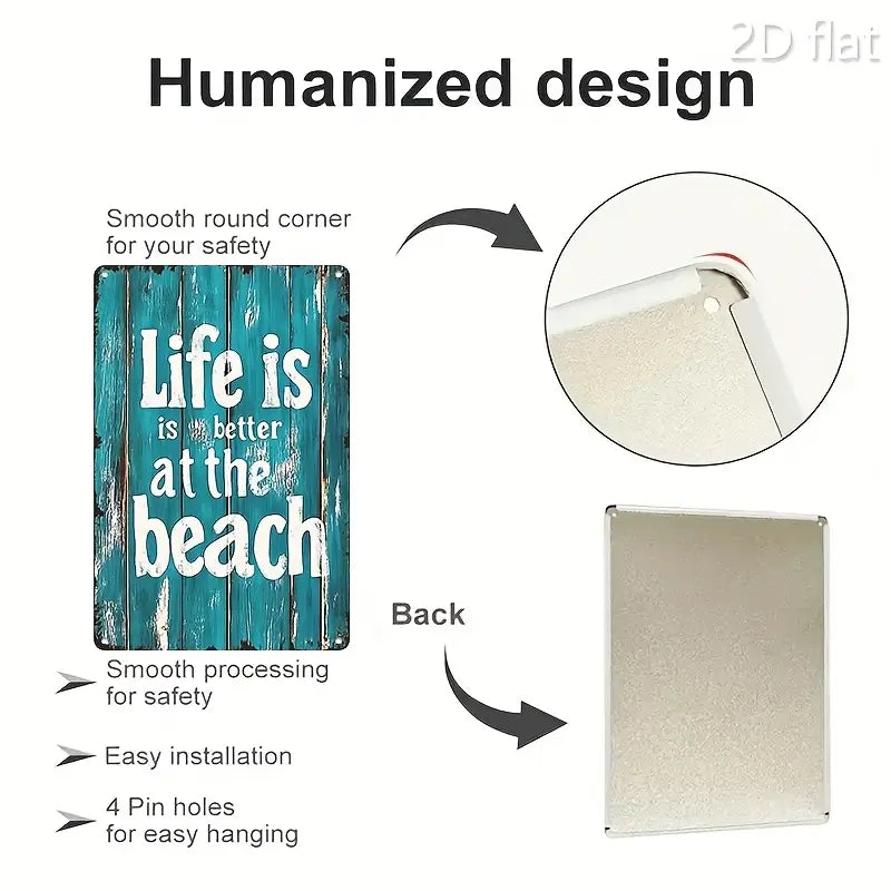 Metallschild "Life ist better at the beach" / 20cm x 30cm - SMA NAUTIC PRODUCTS