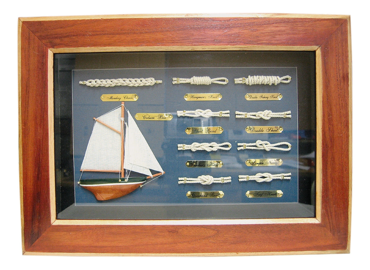 Knotentafel hinter Glas 36cm x 26cm / Knotennamen in Englisch - SMA NAUTIC PRODUCTS