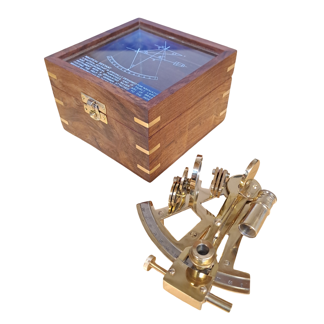 Sextant aus Messing in edler Holzbox - SMA NAUTIC PRODUCTS