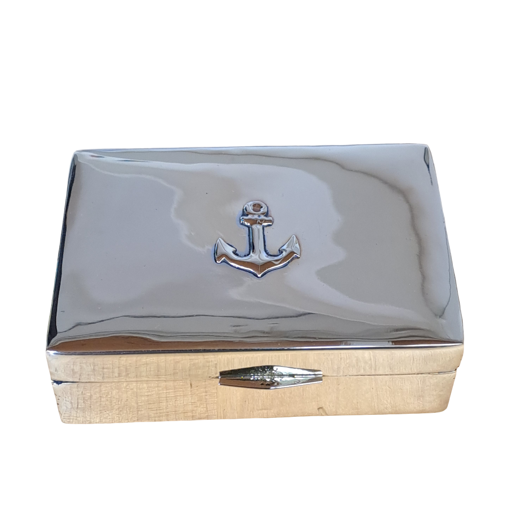 Zigarettendose Maritim mit Anker / aus Messing