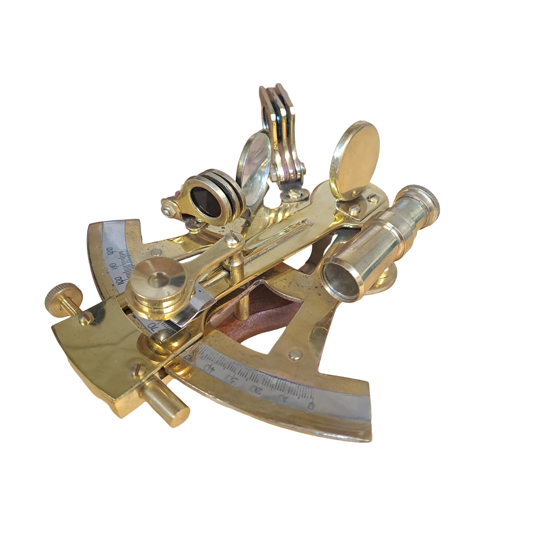 Sextant 12cm aus Messing in Holzbox / nicht für die Navigation !