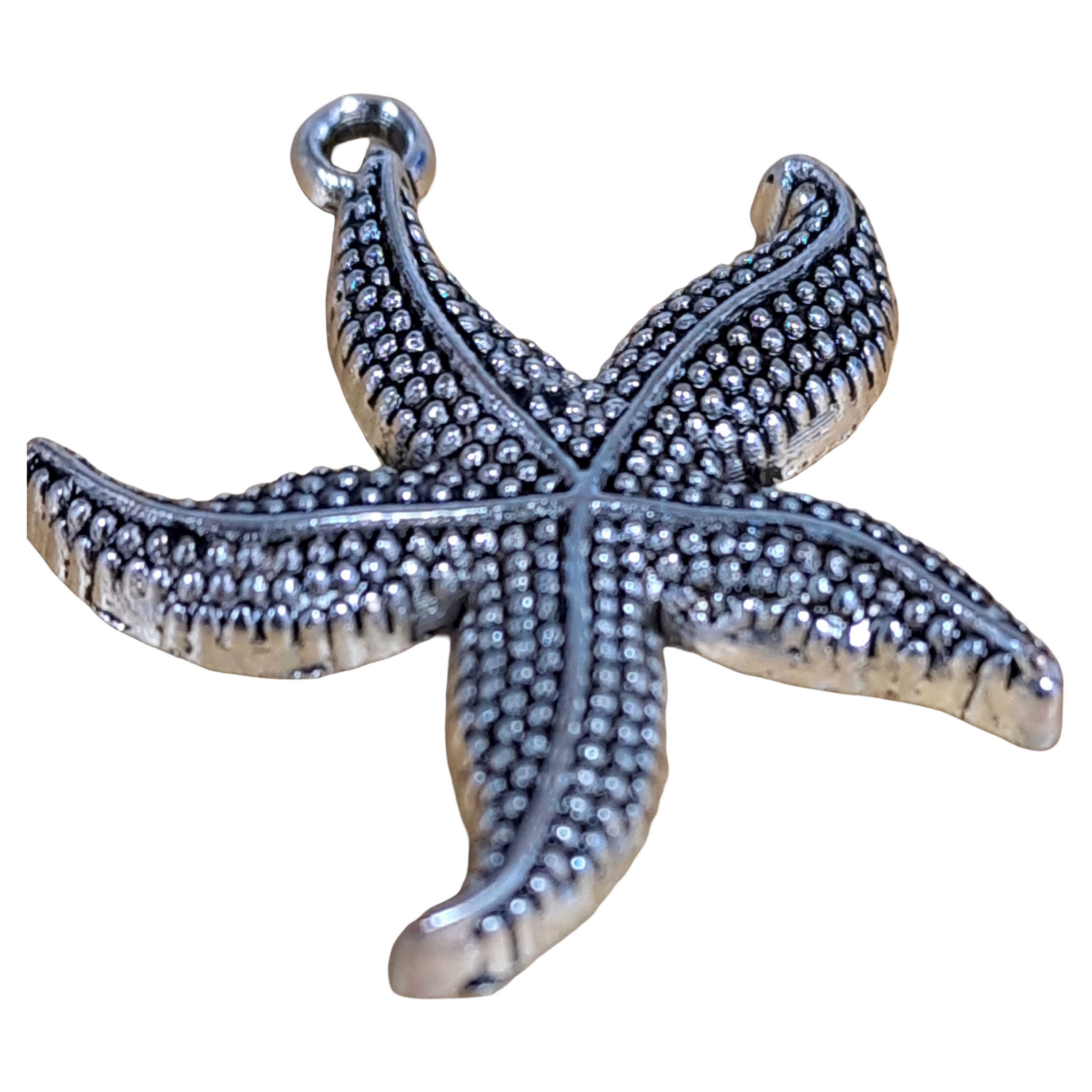 Seestern aus Metall 22 x 27mm / im Altsilber - Look