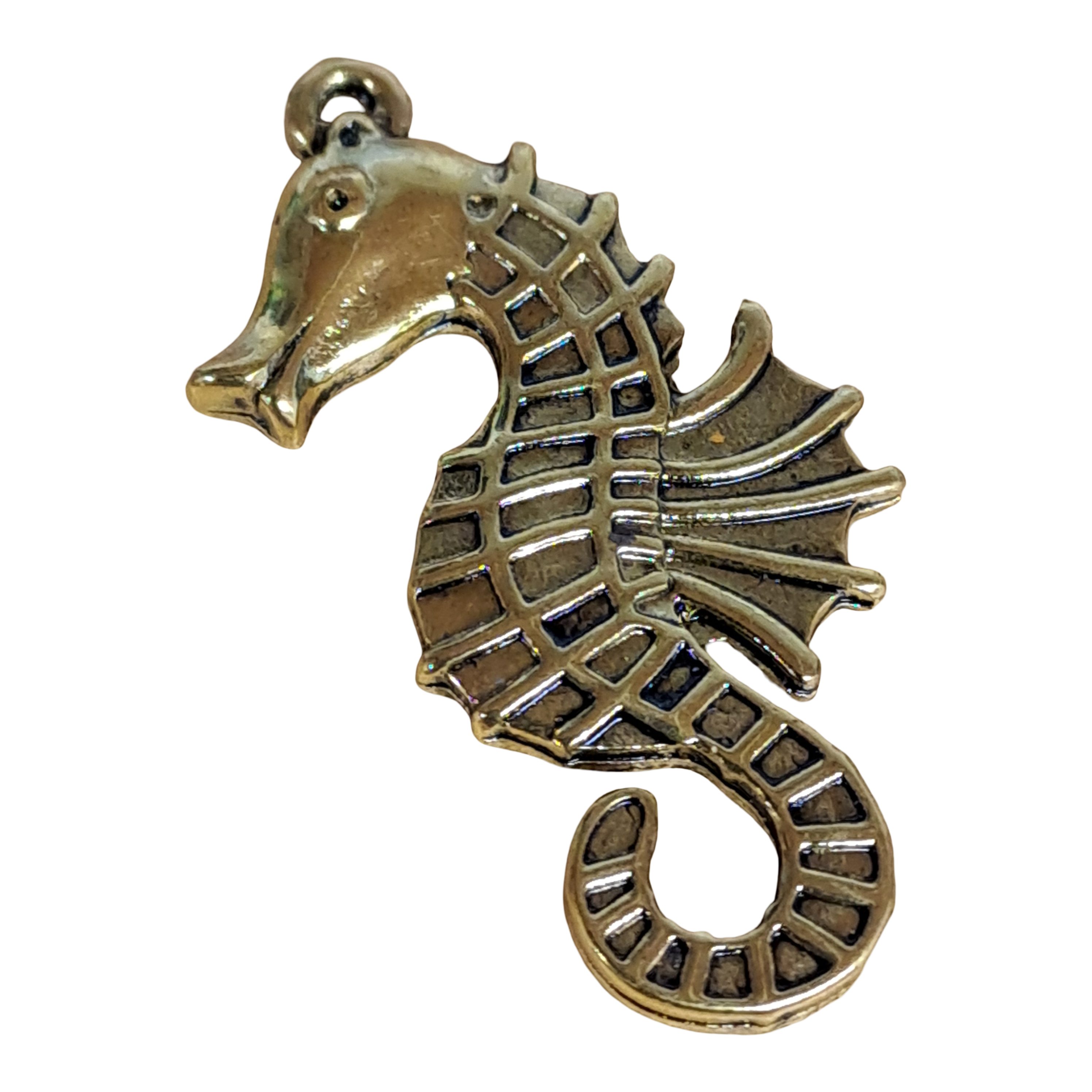 Seepferd aus Metall 37 x 20mm / vermessingt