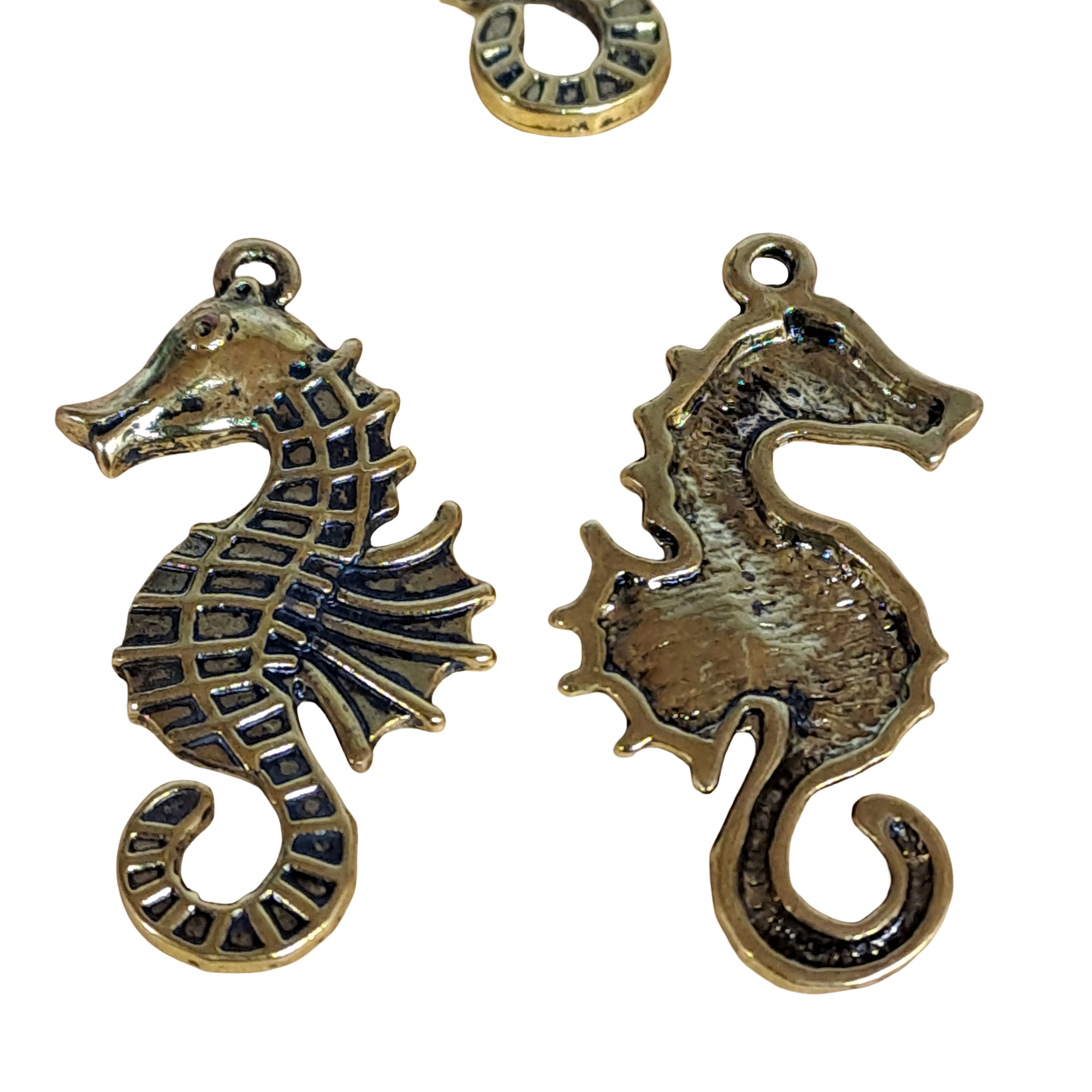 Seepferd aus Metall 37 x 20mm / vermessingt