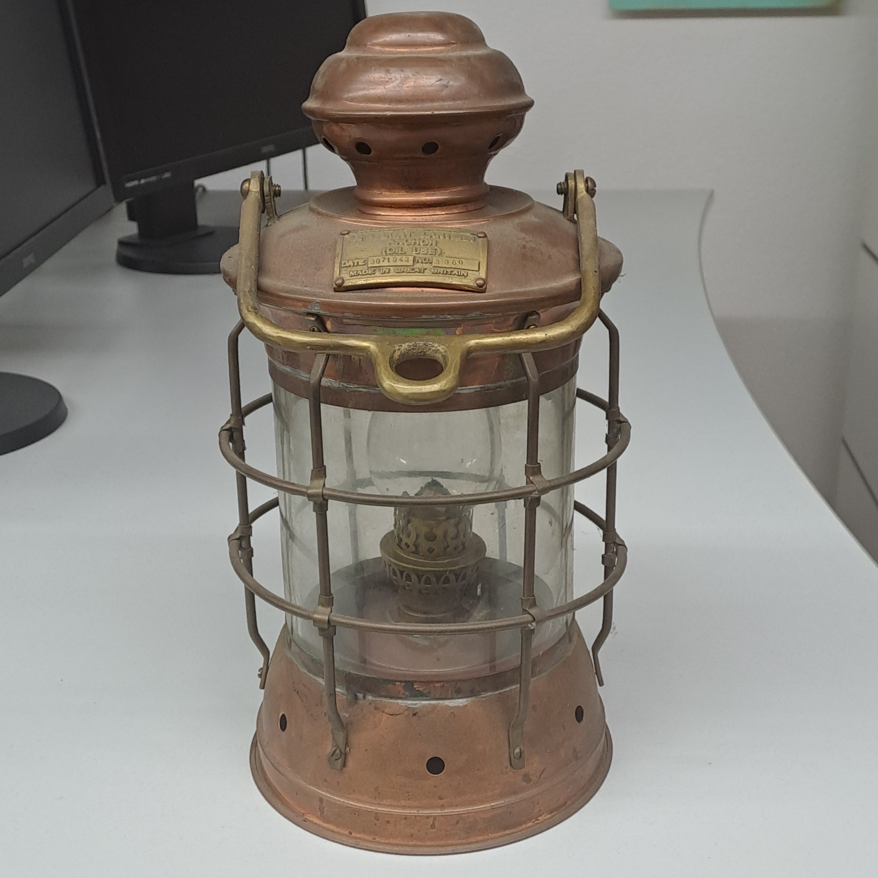 Ankerlampe Petrol 36cm / Kupfer Antik mit natürlicher Patina !