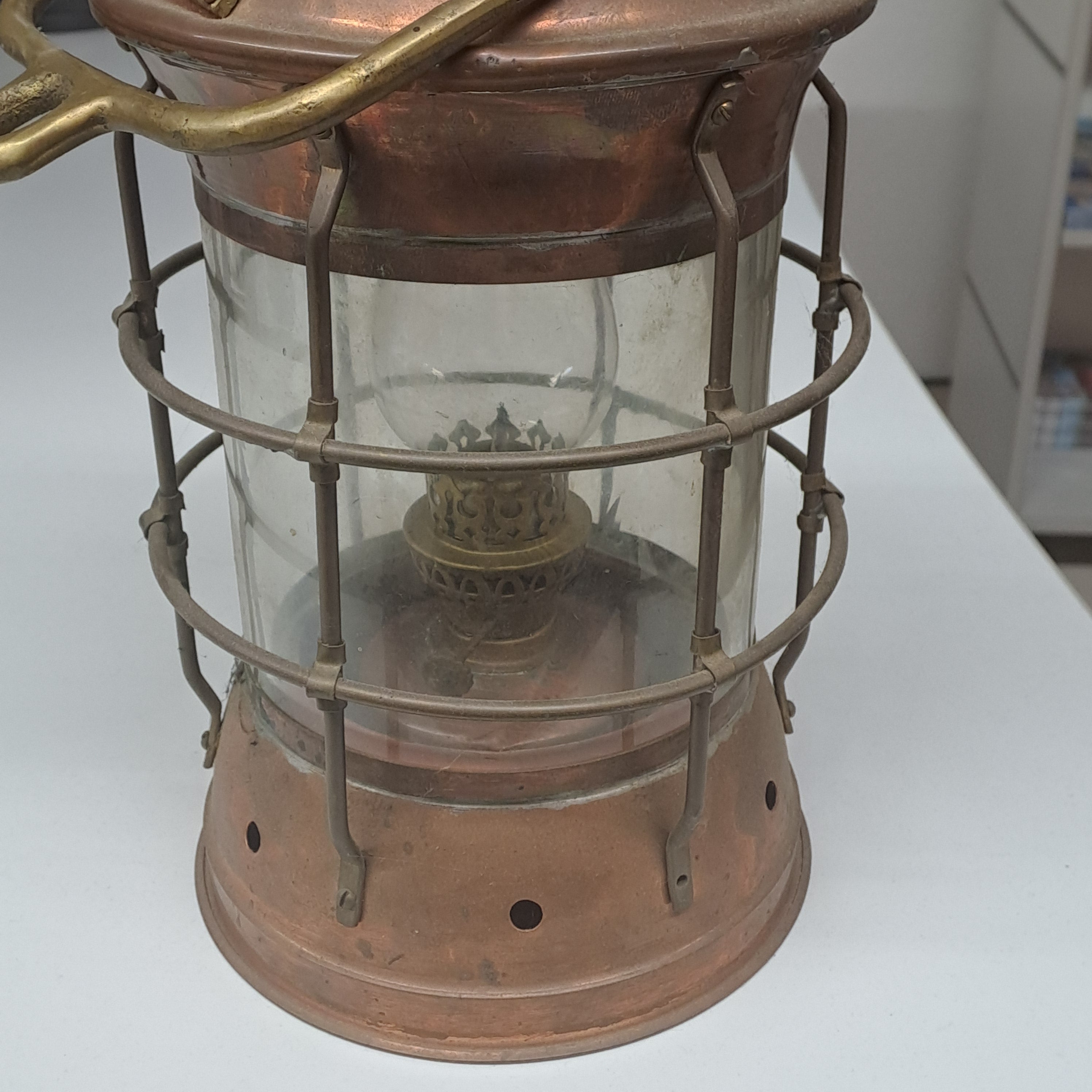 Ankerlampe Petrol 36cm / Kupfer Antik mit natürlicher Patina !