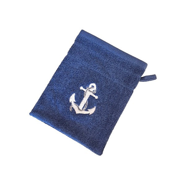 Waschhandschuh - blau mit Anker / 16 x 21cm - SMA NAUTIC PRODUCTS