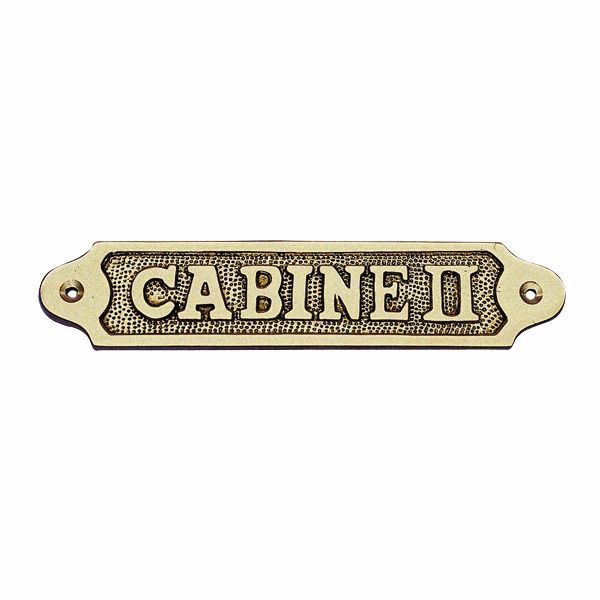 Türschild - CABINE II / Messing 18,5cm - SMA NAUTIC PRODUCTS