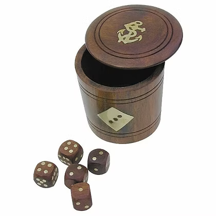 Würfelbecher mit 5 Würfeln