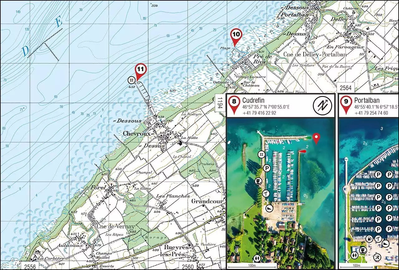 Seekarte Map 1 / Bielersee, Neuenburgersee, Murtensee, Aare bis Solothurn - SMA NAUTIC PRODUCTS