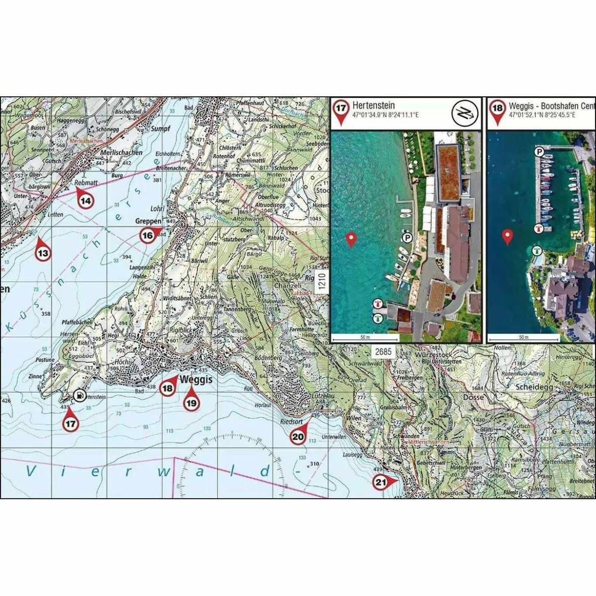 Seekarte Map3 / Vierwaldstaettersee, Zugersee, Sarnersee, Aegerisee 1:25000 - SMA NAUTIC PRODUCTS