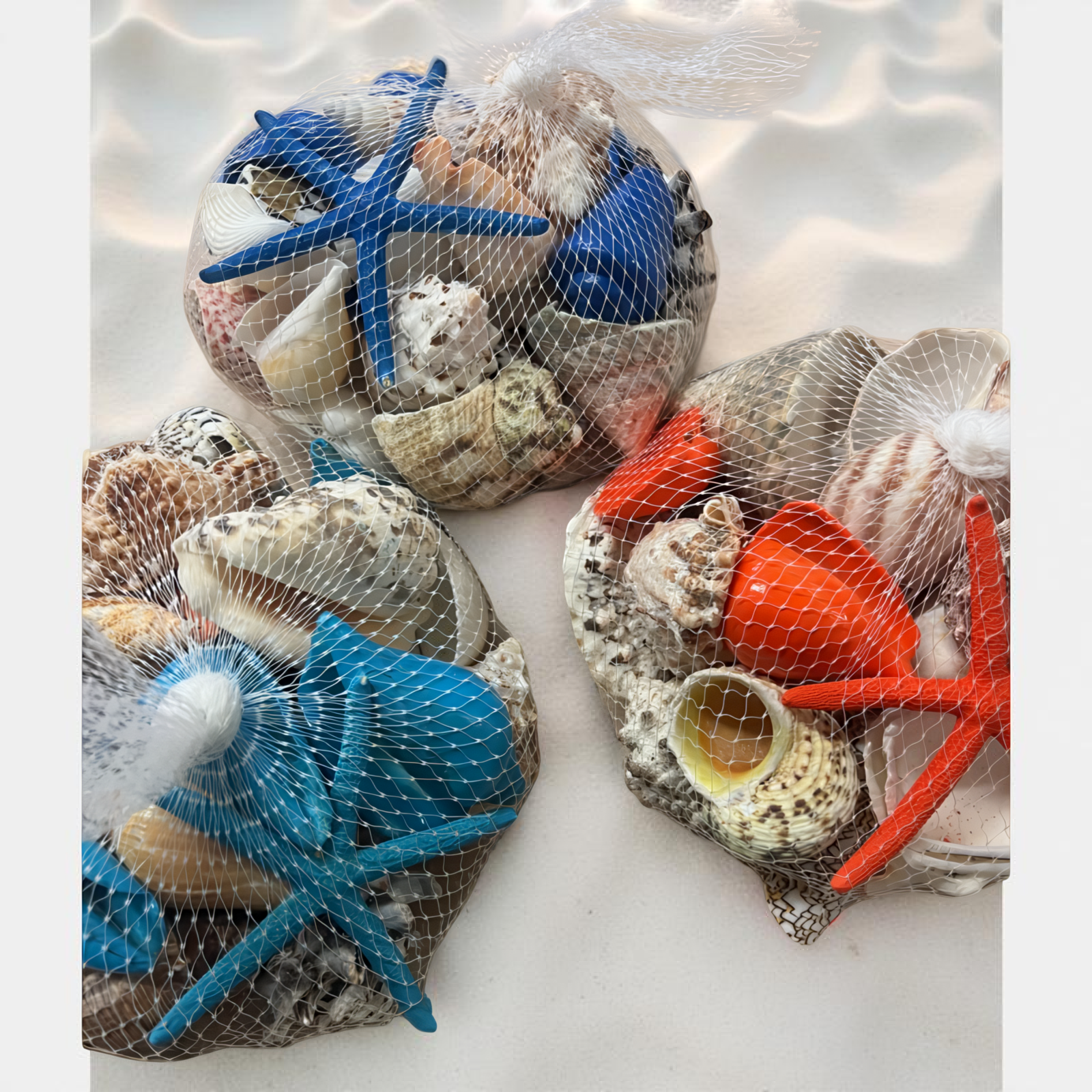 Muscheln & Seesterne im Netz 650gr. / echtes Naturprodukt !