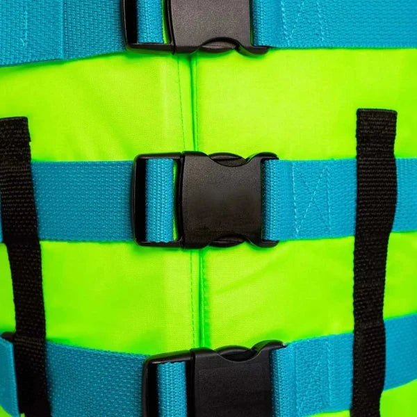 Diese Junior Nylon-Rettungsweste von Jobe mit 3 Schnallen in der Farbe lime green ist ideal für junge Schwimmer. Aus strapazierfähigem Nylon gefertigt, bietet sie sicheren Halt im Wasser und ermöglicht eine einfache Anpassung mit den Schnallen. Perfekt für Wassersportaktivitäten und Schwimmunterricht.