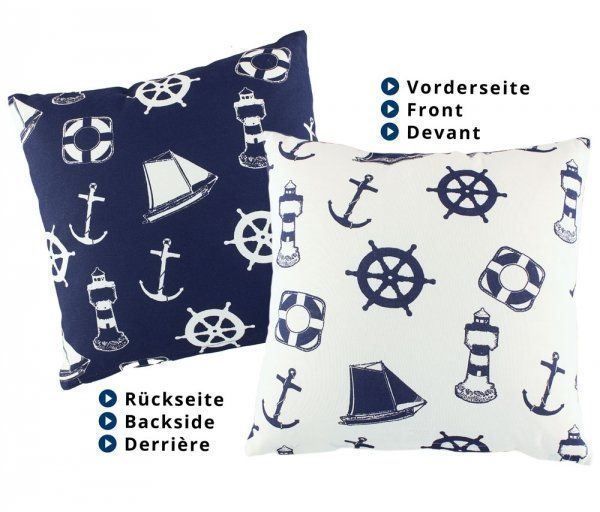 Kissen - Maritim mit Füllung / Maritime Motive / 40x40cm - SMA NAUTIC PRODUCTS