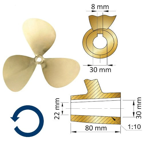 Schiffspropeller aus Bronze  Ø 43cm / 17 x 12 - Linksdrehend - SMA NAUTIC PRODUCTS