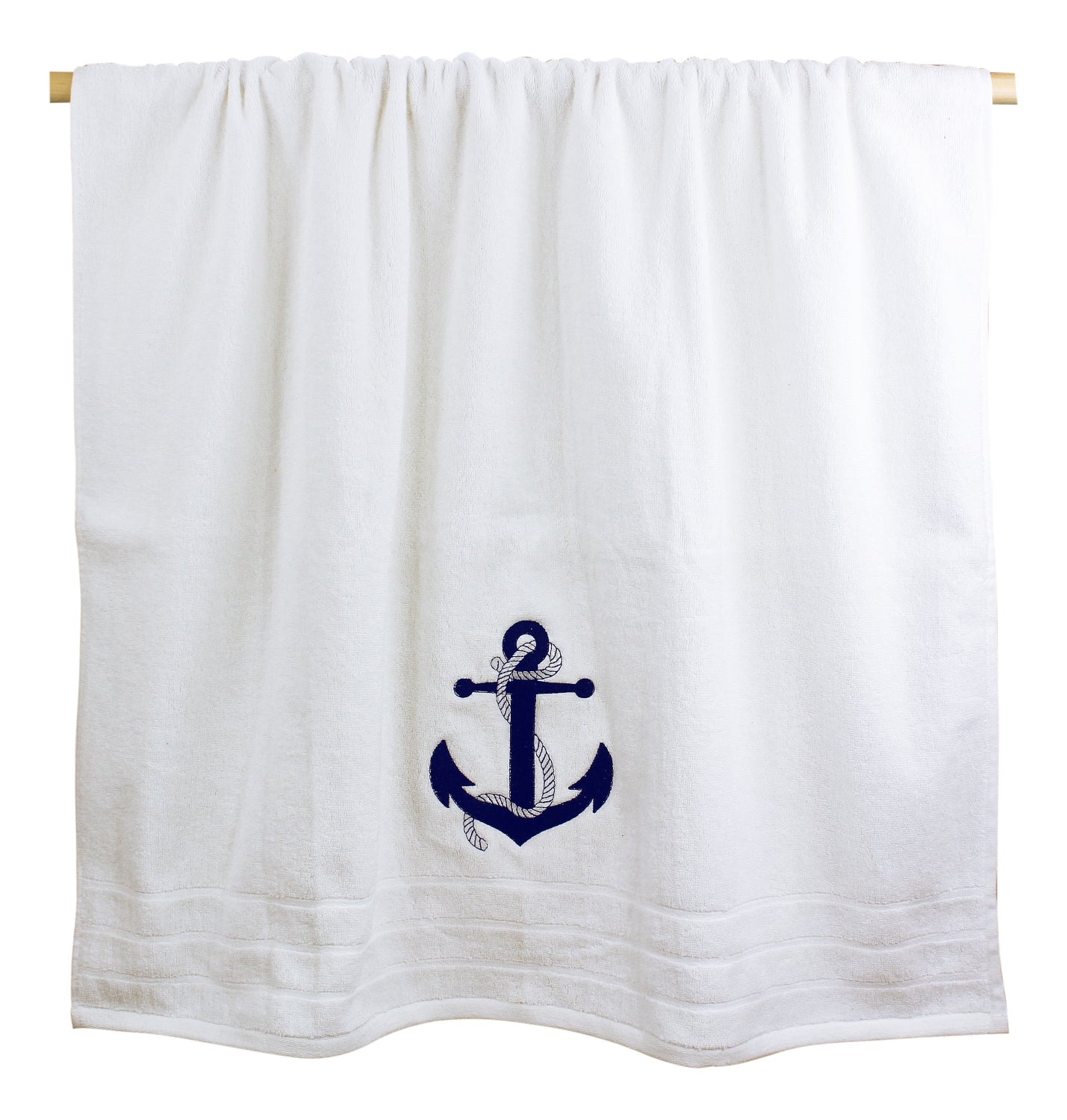 Badetuch - weiss mit Anker / 90 x 150cm - SMA NAUTIC PRODUCTS