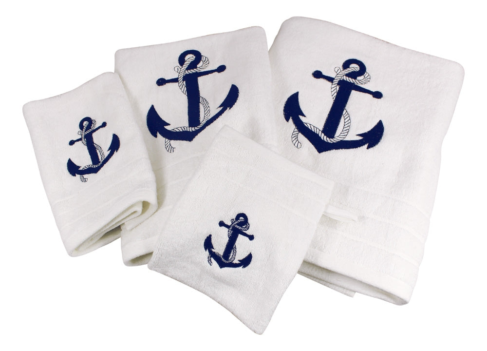 Badetuch - Set weiss mit Anker / 4 - teilig - SMA NAUTIC PRODUCTS
