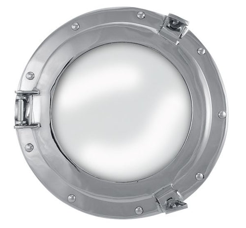 Nicked brass peephole mirror from SEA CLUB, 28.5cm diameter, with a vintage-inspired round design and polished brass finish.