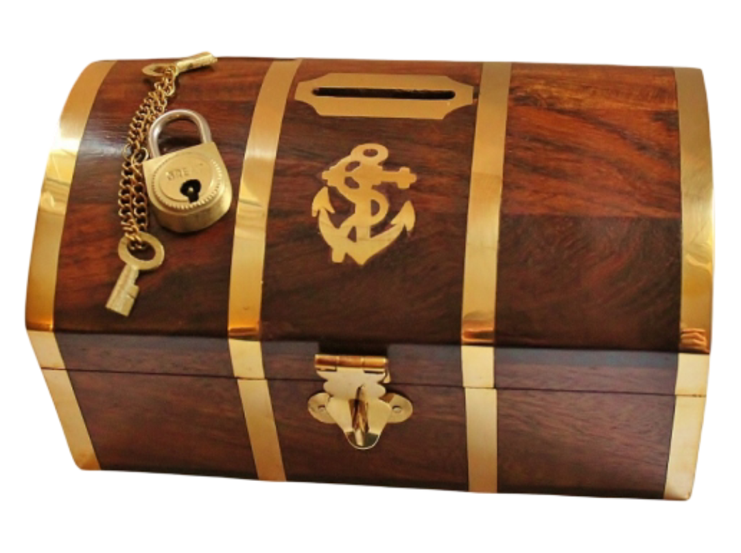 Spardose - Schatztruhe 14cm / mit kleinem Schloß & 2 Schlüsseln