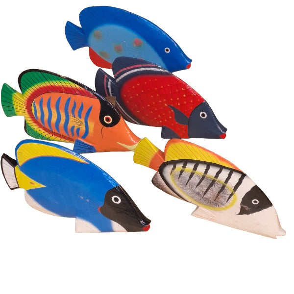 Tropische Fische Deko aus Holz 25cm / Set mit 5Stk. - SMA NAUTIC PRODUCTS